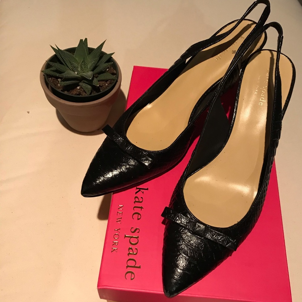 Kate Spade Black Sling Back Pointed Toe Heels 10M